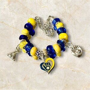 Milwaukee Brewers beaded charm bracelet